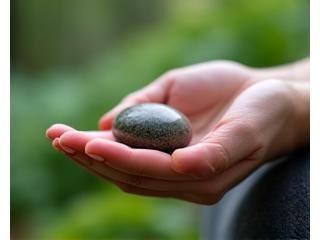 Person meditating in a tranquil natural environment, embodying stress reduction and mindfulness.